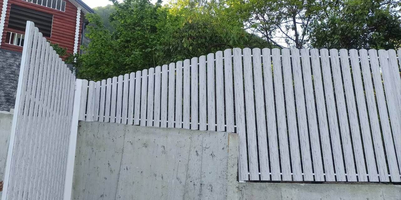 Забор из штакетника 41м в оттенке под дерево Беленый Дуб 2xPrintech двусторонний в Бишкеке