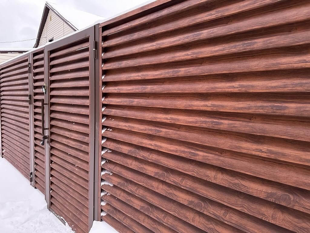 Забор-жалюзи из ламелей еврожалюзи 43м Каштан Printech фото 1 в Бишкеке