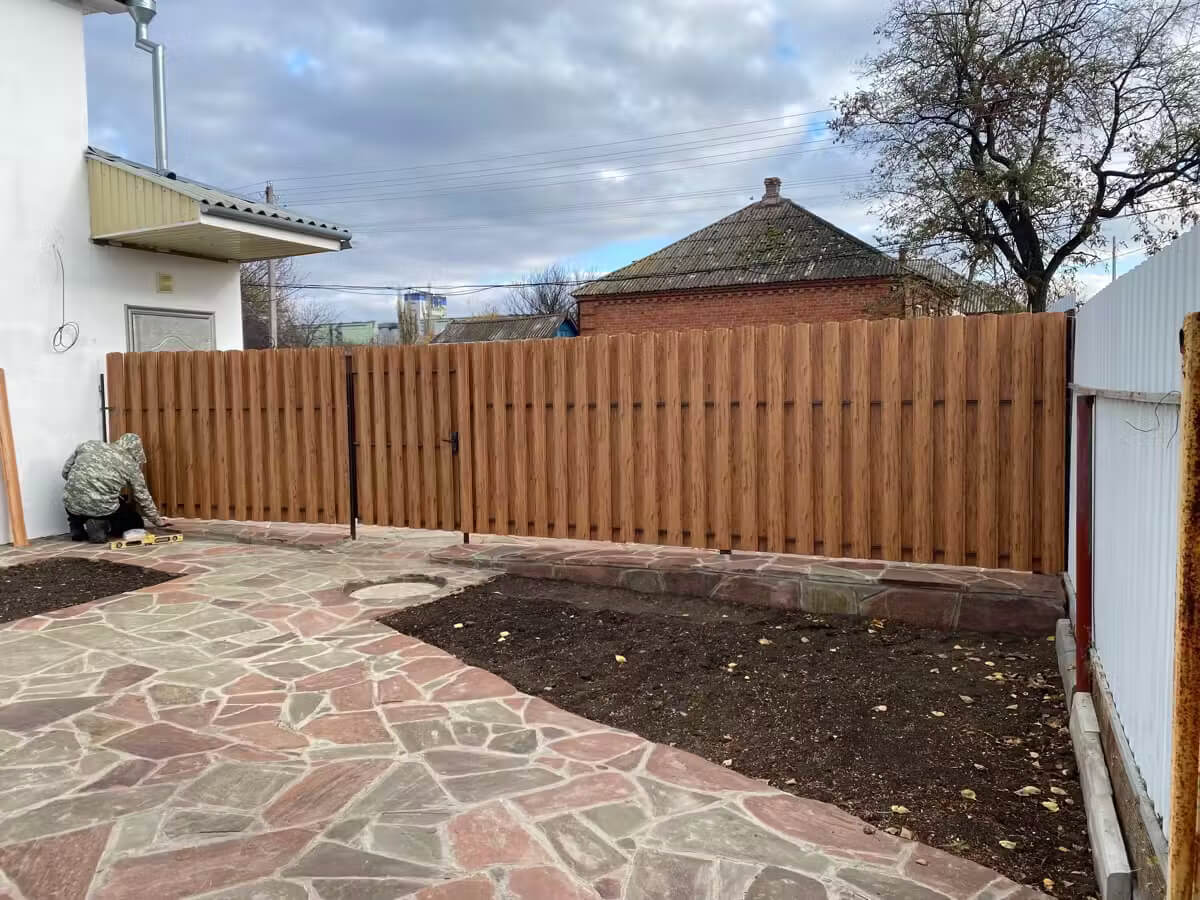 Забор из евроштакетника 7м Кипарис 2хPrintech двусторонний в Бишкеке